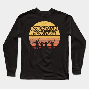 Good Friends Good Vibes Vintage Sunset Long Sleeve T-Shirt